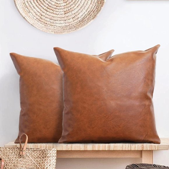 Faux leather decorative home decor pillows cases - Picture 1 of 2